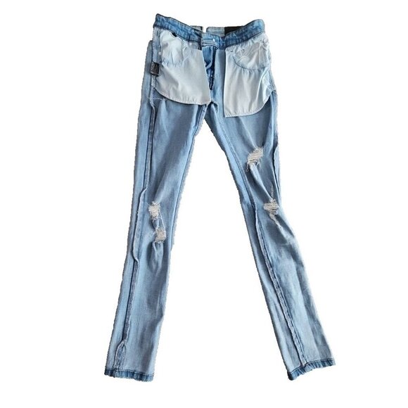 Trinity Kays Jeans Men's Size 28 (28x32) Kulture Stripes Paint Distressed Blue - Picture 5 of 16